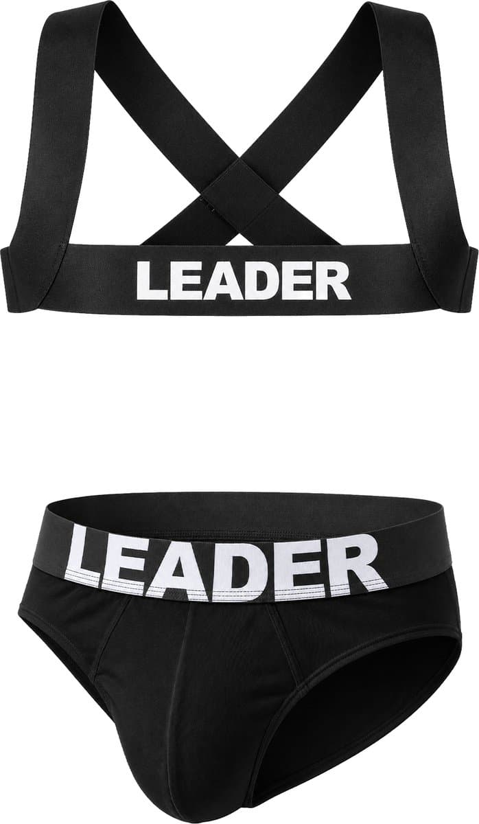 LEADER Essentials Multipack 1x Brief + 1x Harness Black - MAAT XXL - Erotisch Heren Ondergoed - Slip voor Man - Sexy mannen Slip — afbeelding 1
