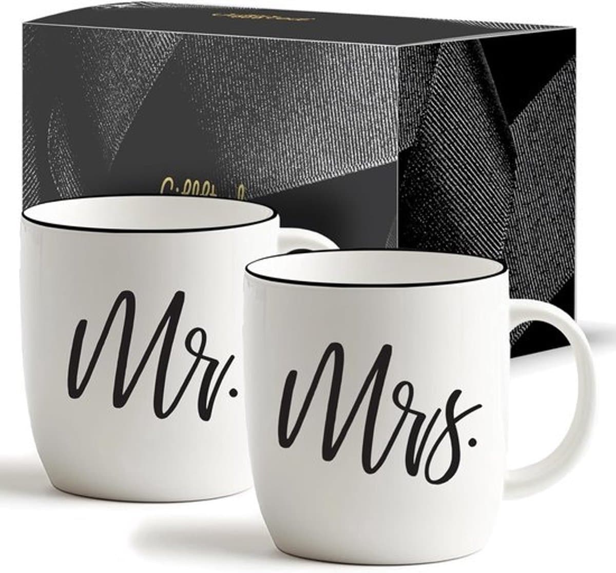Gifffted Mr And Mrs Mugs, Unique Wedding Gift For Couple, Gifts For Engagement, Anniversary, His And Her, Bride And Groom, Valentines And Christmas Gifts For Couples, Set Of 2 Coffee Mugs — afbeelding 1