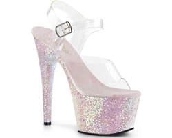 Pleaser - ADORE-708LG Sandaal met enkelband, Paaldans schoenen - Paaldans schoenen - 42 Shoes - Roze/Transparant