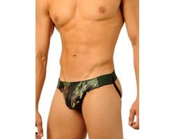 Leren jockstrap camo maat small