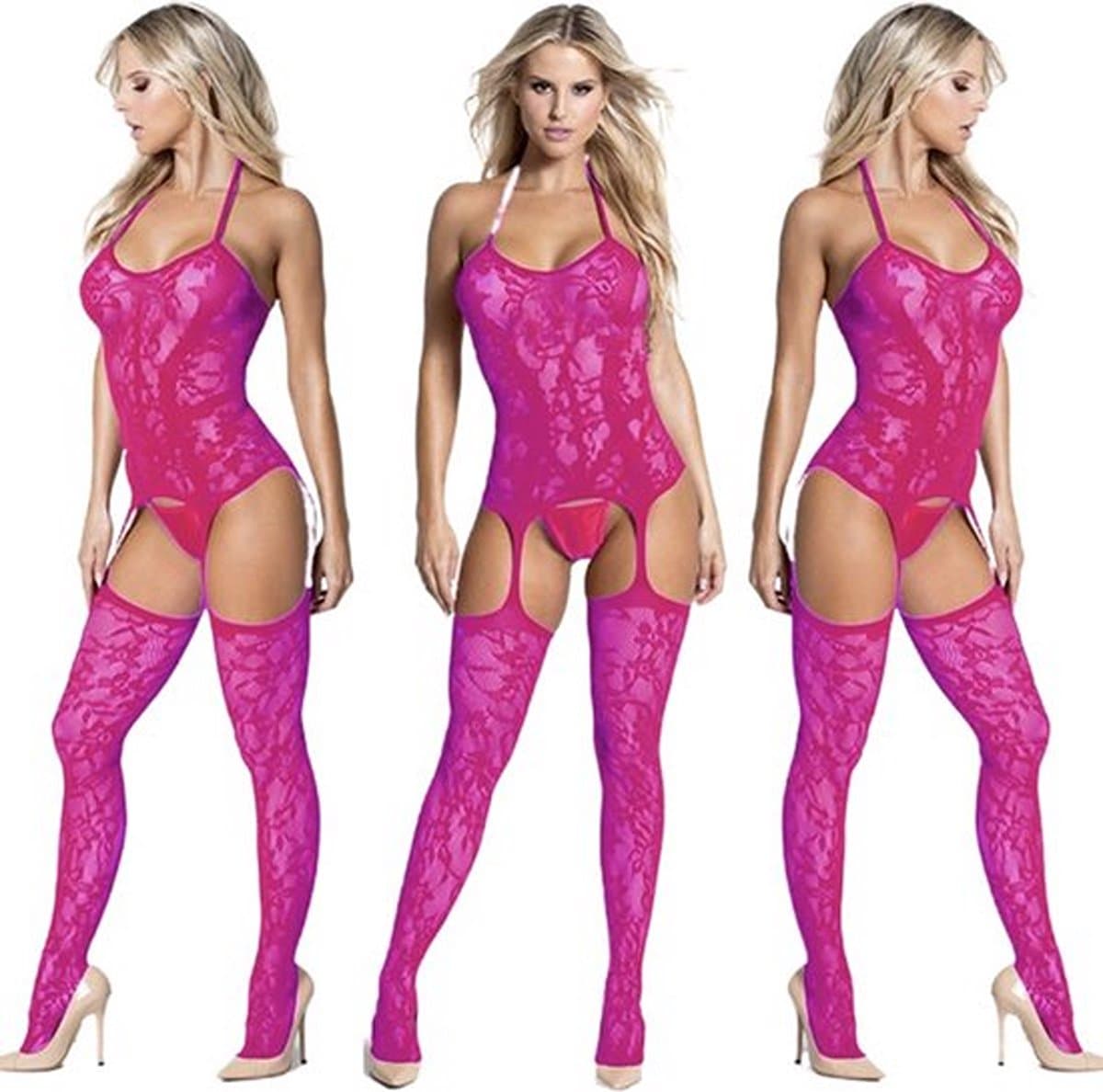 Knaak Bodystockings - Roze - Lingerie - Erotische Bodysuit - One Size — afbeelding 1
