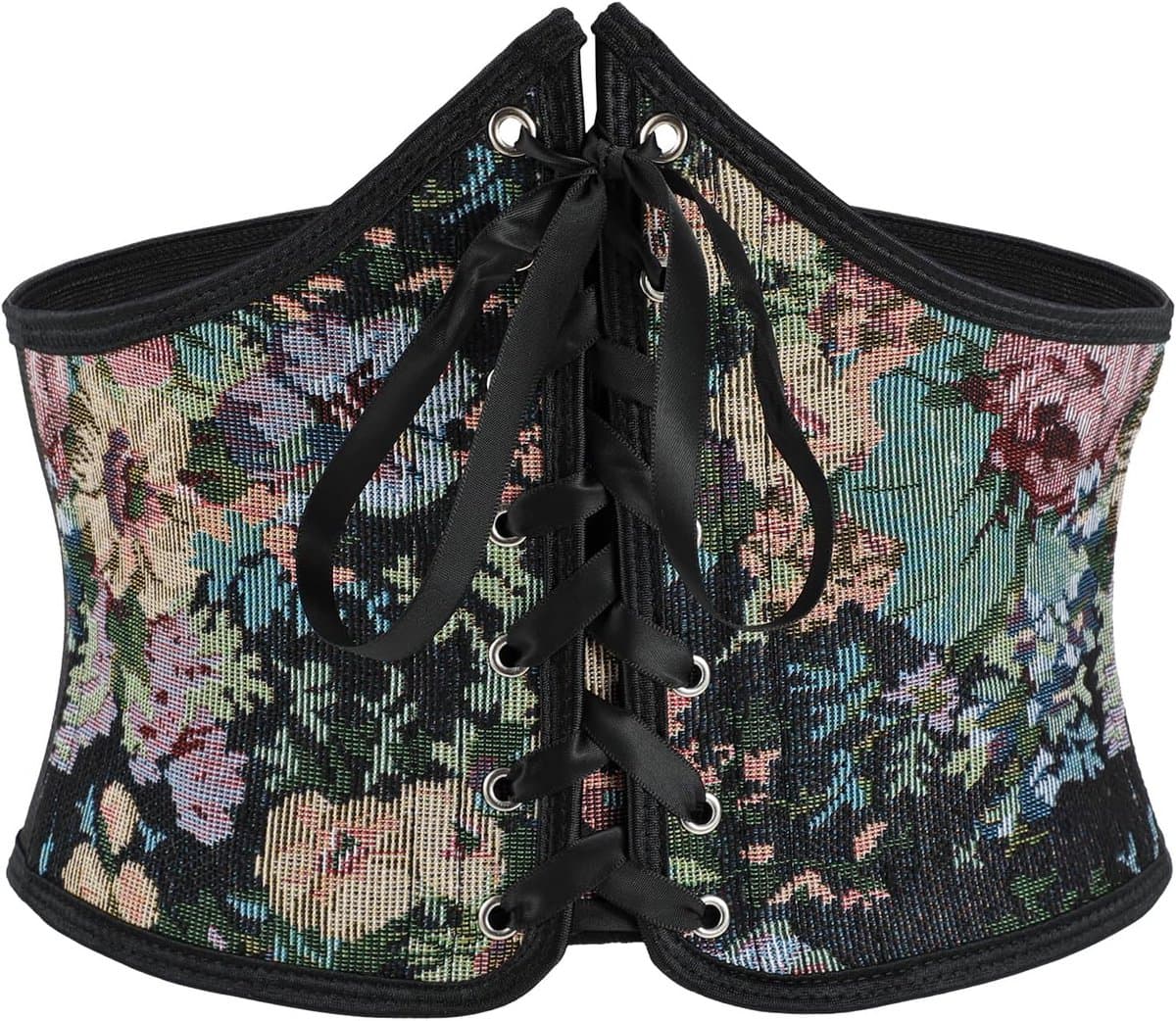 Brede Dames Corset Tailleband met Jacquard Bloemenpatroon - Elastische Vintage Riem — afbeelding 1