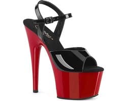 Pleaser - ADORE-709 Sandaal met enkelband, Paaldans schoenen - Paaldans schoenen - 39 Shoes - Zwart/Rood