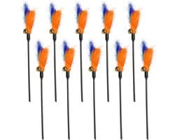 10 stuks kattenspeelgoed veren, interactief veerspeelgoed voor katten met bel, kleurrijke kattenhengel, 48 cm visspeelgoed voor kittens