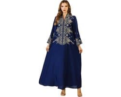 Zhxinashu Afrikaanse damesjurk, bloemenjurk, moslimjurk voor vrouwen, traditionele Abaya met ingewikkelde bloemenprint, kaftans voor dames, volledige lengte voor bruiloft, feest, Ramadan