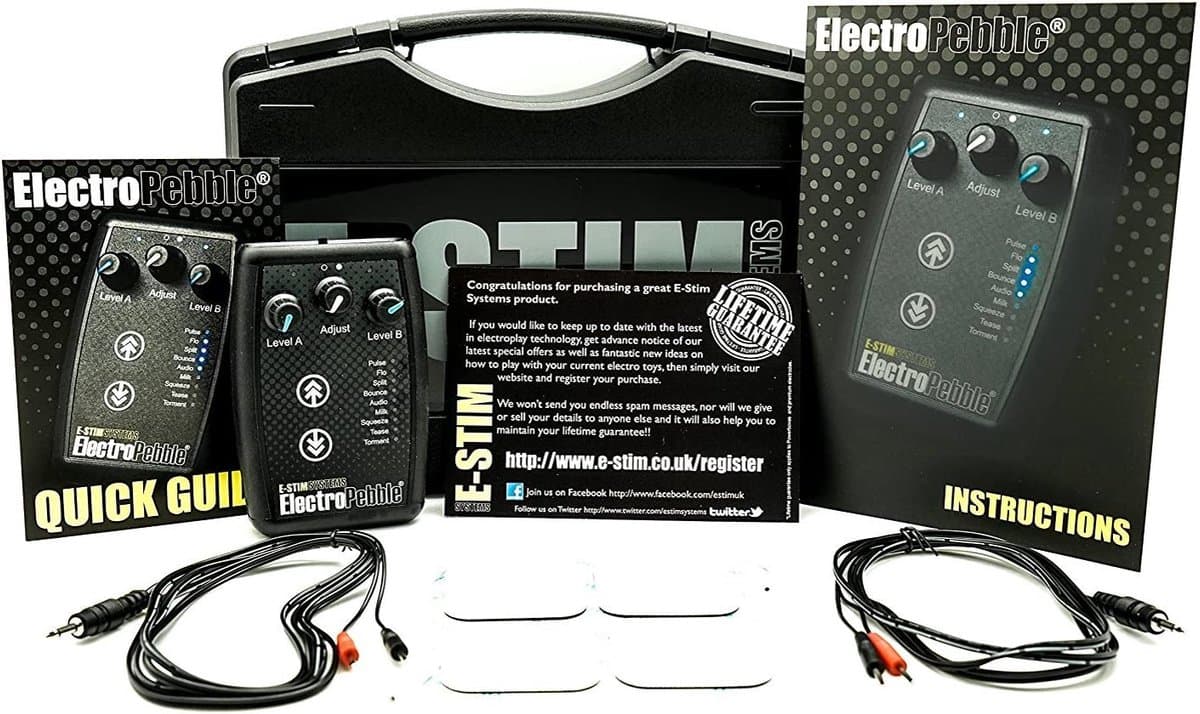 E-Stim ElectroPebble – Dual Channel Electrosex Powerbox – Zwart — afbeelding 1