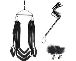 VIN® Sex Schommel - Sex Swing Extra Stevig – Seksschommel Met Accessoires – Seksspeeltjes voor Koppel – Seks Schommel BDSM – Erotiek Toys - Sex Sling – Love Swing – Discreet Verpakt – Zwart