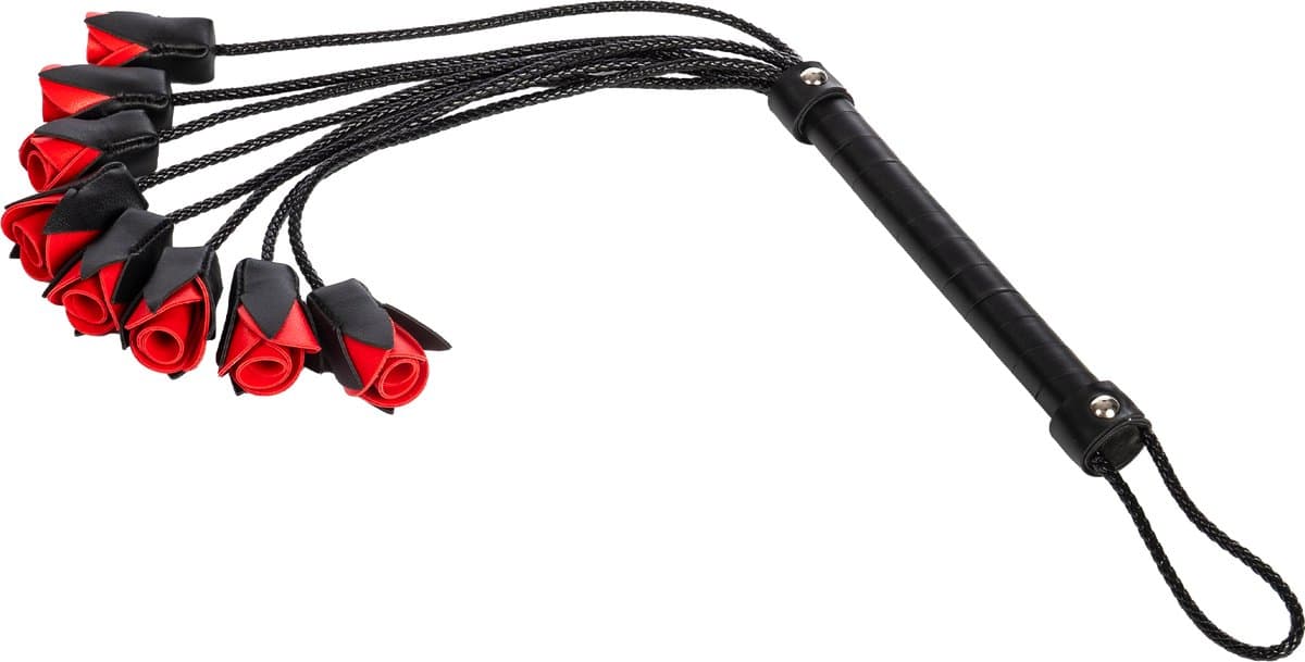 Rimba - BDSM Flogger met Rozen - Zwart/Rood — afbeelding 1