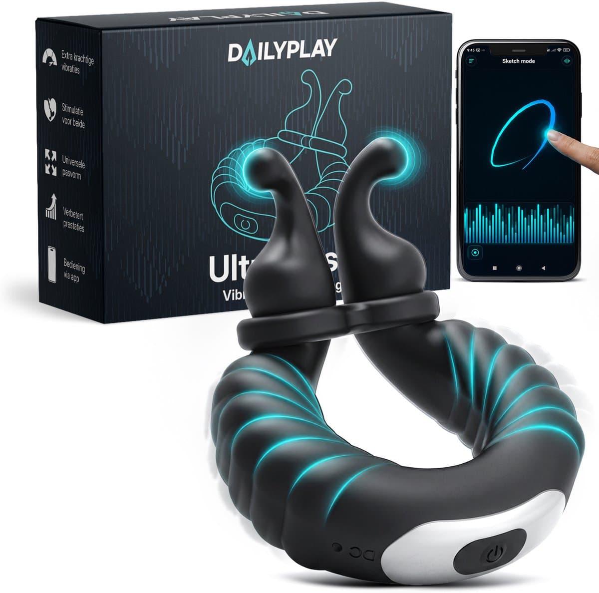 Dailyplay Vibrerende Cockring met App – Siliconen Penisring Vibrerend – Seks Toys voor Koppels en Mannen – Clitoris Stimulator –Ballstretcher Verstelbaar - Seksspeeltjes – Sex Toys – Vibrator Electrisch — afbeelding 1