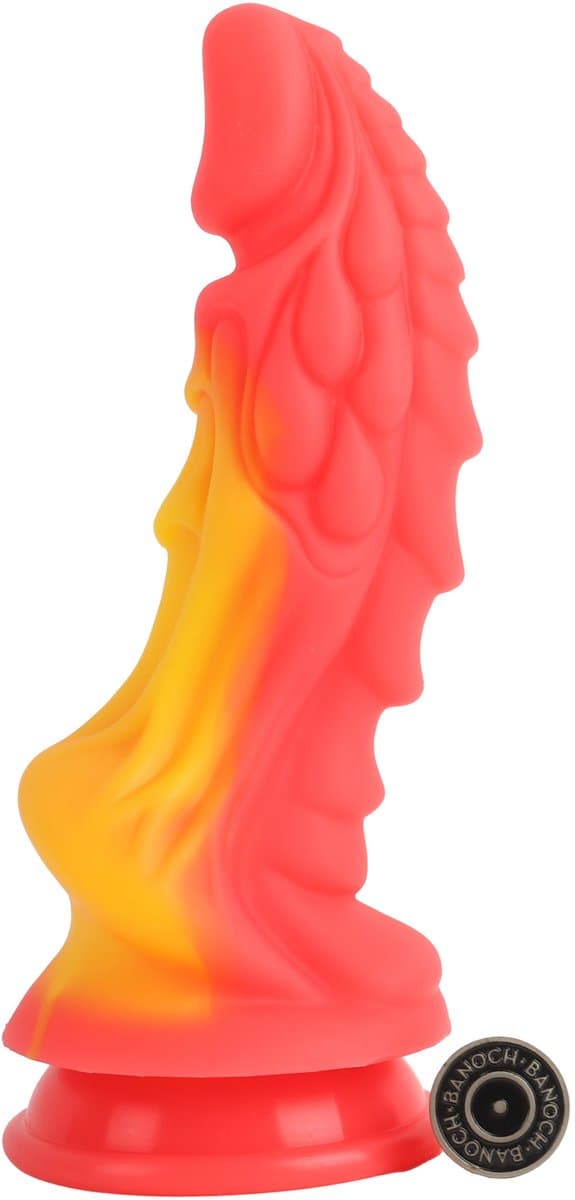 Banoch | Fantasy Dragon Dildo | Rood/Oranje | Siliconen Dildo met Zuignap | 20,5 cm | Ø 7 cm | Gedetailleerde Textuur | Monster creature — afbeelding 1