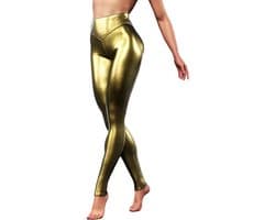 Sexy legging broek dames - Goud - Skinny - Fashion - Erotisch getint - V taille - Festival - Gold thema - Clubwear