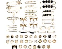 Broches voor kleding, parels strass broche dames met knopen, multi-size halslijn verkleineren clip zonder naaien, veiligheidsspelden voor truien, sjaals, broeken, jurken, hoeden, doe-het-zelf