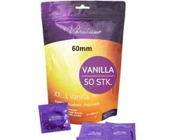 VIBRATISSIMO condooms XXL vanille 50-pack | Premium met aroma | met dunne wanddikte & gearomatiseerd | gevoelsecht flinterdun | b=60 mm