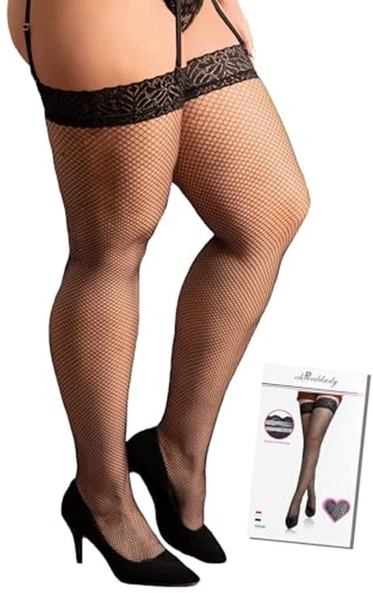 Oversized Kousen voor Dames - Sexy Netkousen zonder Bandjes - Grote Maten - Antislip Siliconen — afbeelding 1