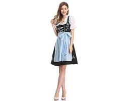 Oktoberfest Costumes for Women, German Dirndl Dress, 3-Piece Bavarian Costume Costume Traditional Oktoberfest Outfits, Beer Girl Chequered Apron, Carnival, Halloween, Cosplay,