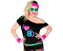 Mouwloos T-shirt Jaren '80 Themafeest Outfit | Disco Fever en Neon Stijl