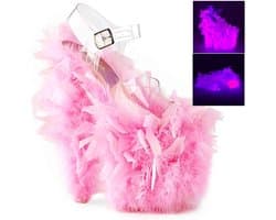 Pleaser - FLAMINGO-1021FS Plateau Laarzen, Paaldans schoenen - Paaldans schoenen - 41 Shoes - Zwart