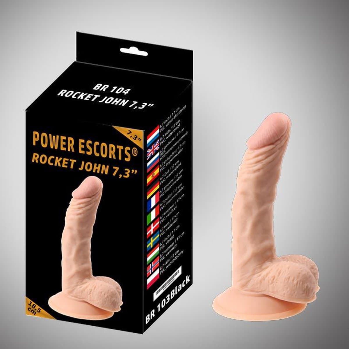 Power Escorts - Rocket John - Realistische Dildo - 7.3 Inch / 18.5 cm - BR104 - beige — afbeelding 1