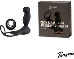 Teazers - Cock & Ball Ring Prostate Vibrator - Sex Toys voor Mannen - 7 Vibratiestanden - Prostaat Stimulator en Cockring in 1 - Met Afstandsbediening - Anale Speeltjes - Penisring - Zwart