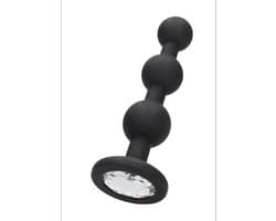 Silicone Beaded Diamond Butt Plug - Black