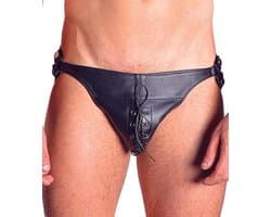Mister b leather posing pouch one belt laced