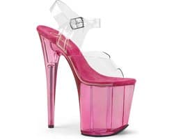 Pleaser - FLAMINGO808T Sandaal met enkelband, Paaldans schoenen - Paaldans schoenen - 42 Shoes - Roze/Transparant