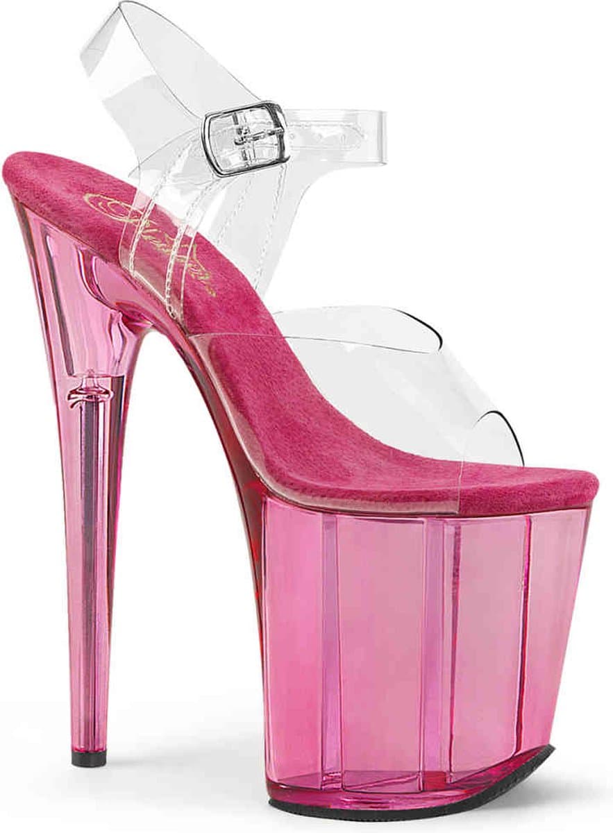 Pleaser - FLAMINGO808T Sandaal met enkelband, Paaldans schoenen - Paaldans schoenen - 42 Shoes - Roze/Transparant — afbeelding 1