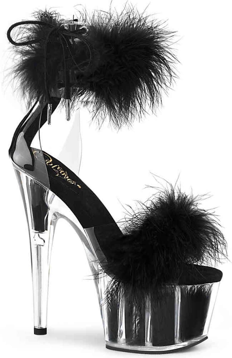 Pleaser - ADORE724F Sandaal met enkelband, Paaldans schoenen - Paaldans schoenen - 45 Shoes - Zwart/Transparant — afbeelding 1