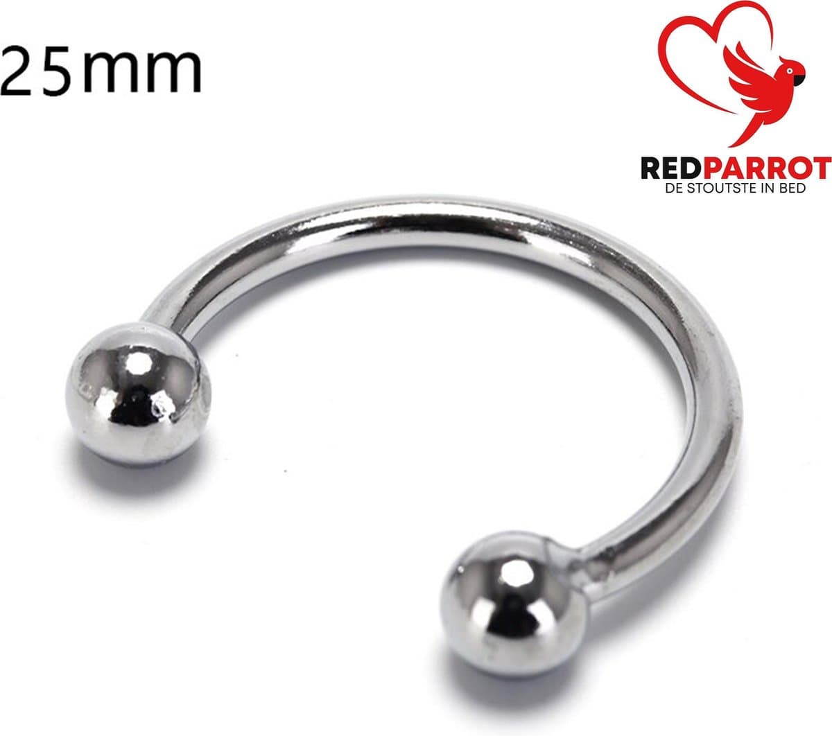 Eikelring RVS - 25MM – Met Kogeluiteinden – Intiem Accessoire – Staal — afbeelding 1