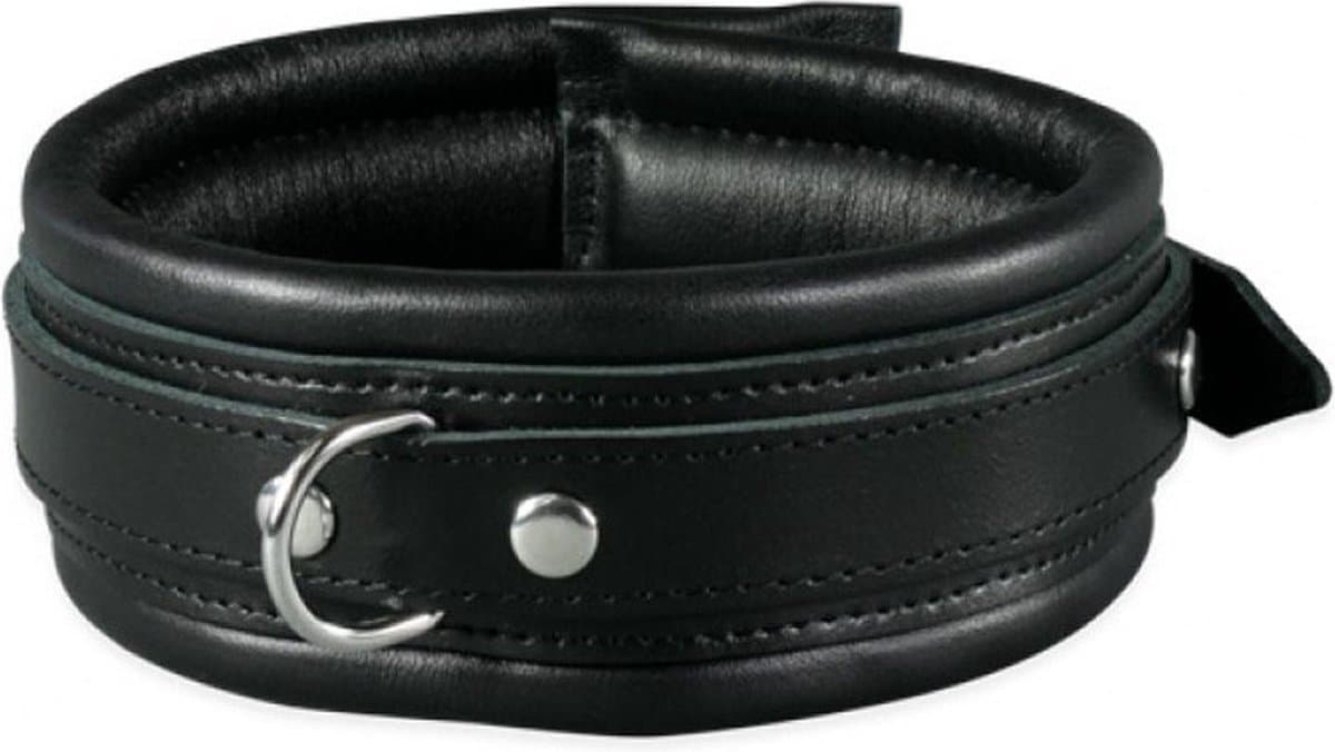 Leren collar 5 cm gevoerd - zwart — afbeelding 1