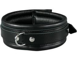 Leren collar 5 cm gevoerd - zwart