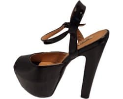 JUMEX-EROTISCHE PUMP -BLACK LAKLEER- HAK 16 CM-ZOOL 6CM-SIZE39