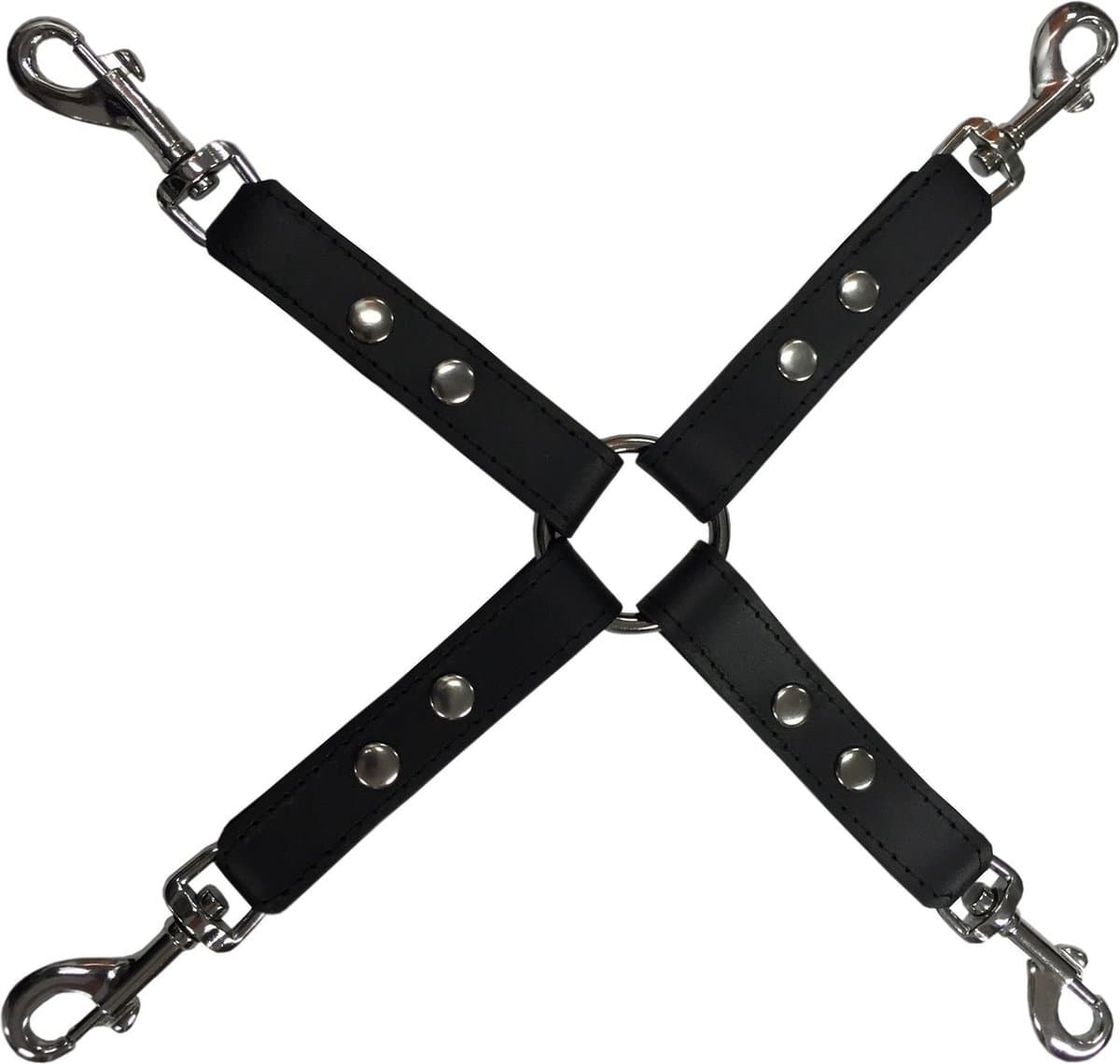 Kiotos Leather - Hogtie Bondage Riem Met Studs En Karabijnhaken - Zwart — afbeelding 1