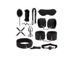Oneay BDSM Extreme Bondage Set - 11 Delig -SM Handboeien - Zweep / Veer / Tepelklemmen - Sex Toys voor Koppels - Seksspeeltjes voor mannen en vrouwen - Sex Pakket en Toys - Zwart