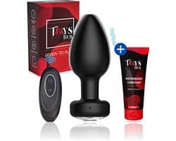 Toys Hub® Vibrerende Buttplug met Glijmiddel & Afstandsbediening - Ebook Anaal Genot - 10 Vibraties - Voor Mannen & Vrouwen - Waterproof - Vibrator - Buttplugs - Anaal Plug - Sex Toys - Siliconen - Zwart
