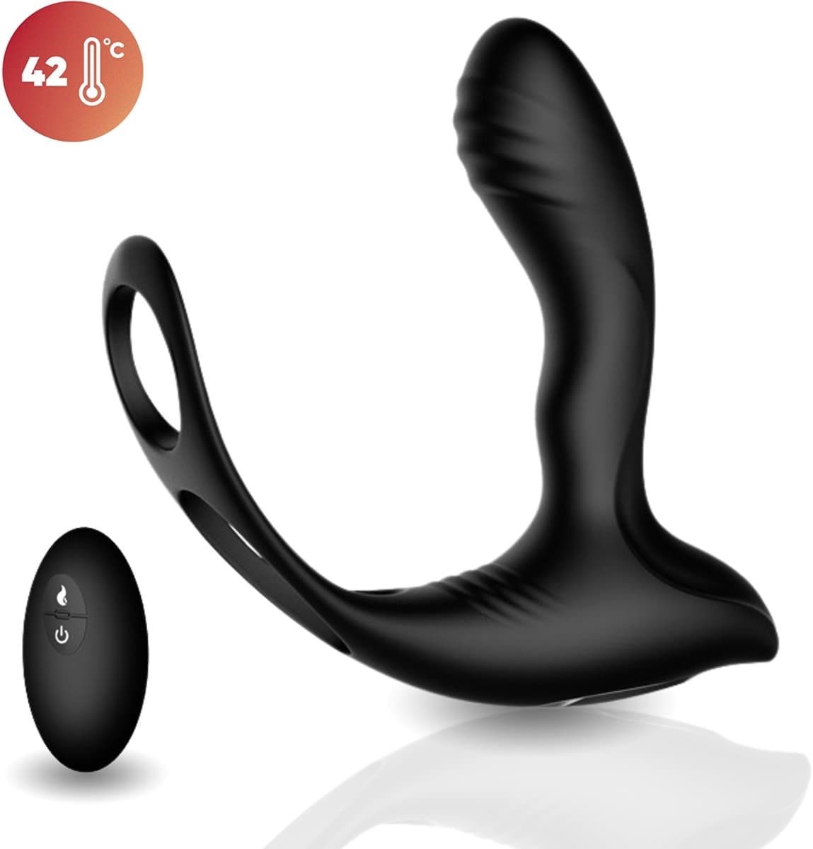 Rosebay Luxe Prostaat Vibrator met Cockring & Afstandsbediening - Anaal Vibrator - Prostaat Stimulator - Verwarmd tot 42°C - Seksspeeltjes voor Mannen - Zwart — afbeelding 1