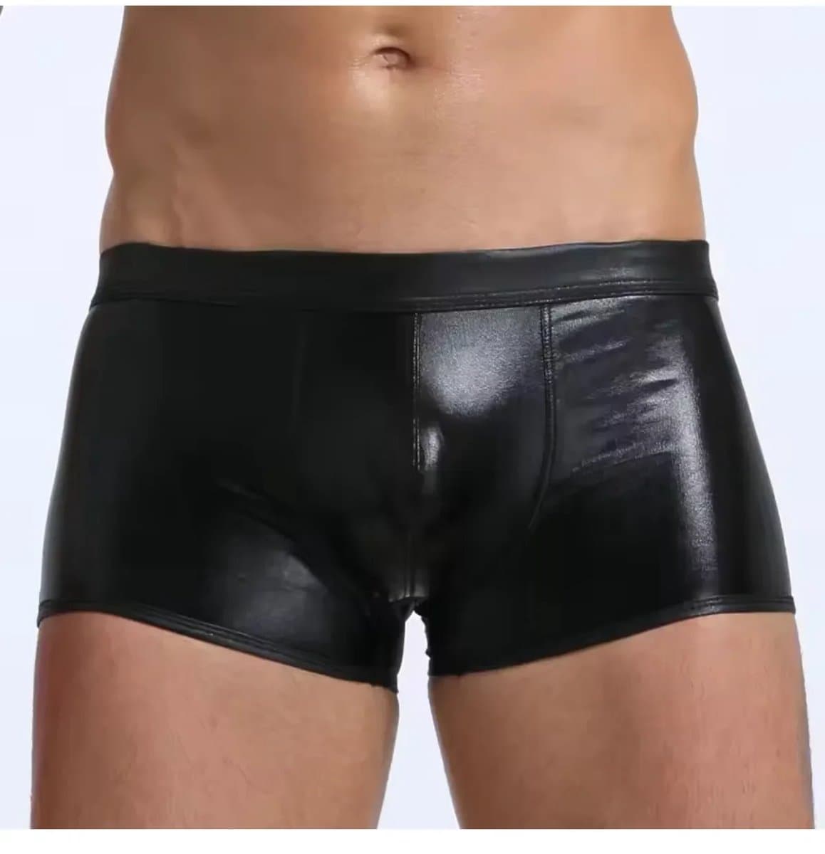 Zwarte Heren Boxer van Kunstleer in XS S M L XL - Elegant en Comfortabel Ondergoed — afbeelding 1