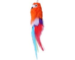 Kattenspeelgoed Realistische Vogel Kitten Achtervolging Bungelend Speelgoed Zachte Veer Handgemaakt Imitatie Mus Simulatie Papegaai Stimuleert Huisdierinstincten (Oranje)
