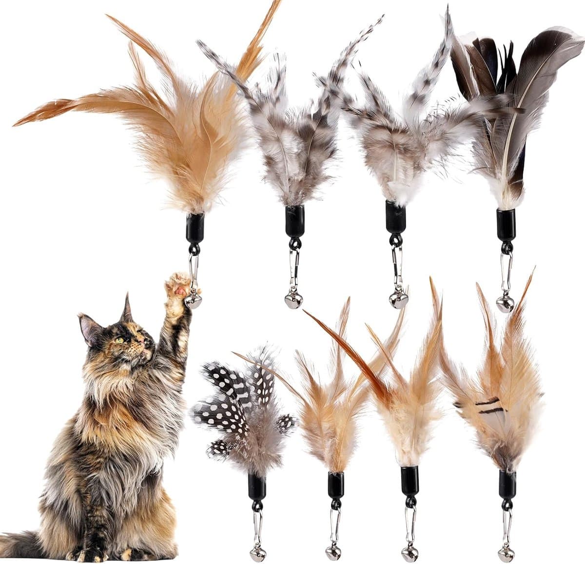 8 Stuks Kattenspeelgoed met Belletjes,Kattenveren Speelgoed met Belletjes — afbeelding 1
