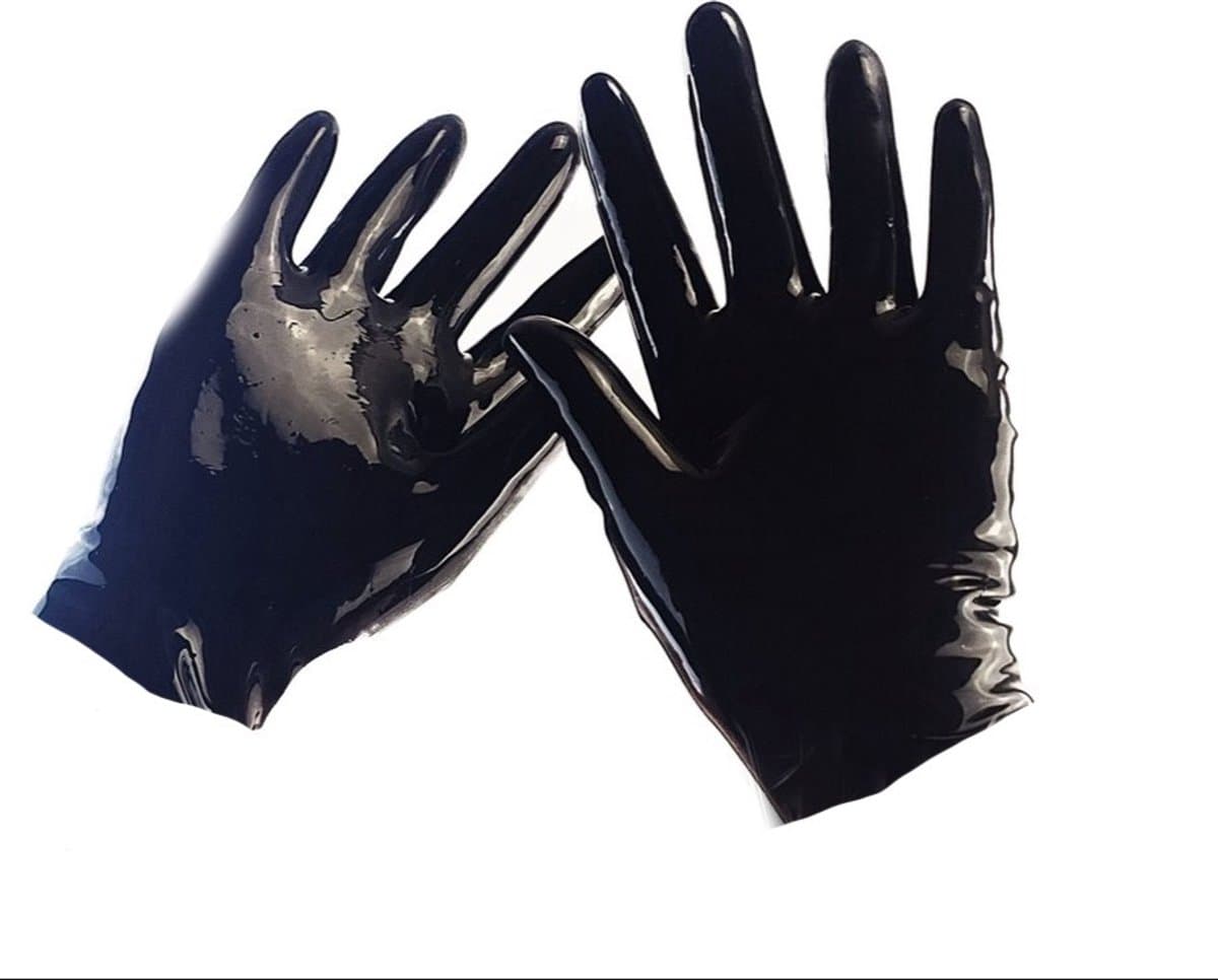 BamBella® - 100% LATEX Handschoenen extra kort BDSM SM sexy glans handschoen Zwart — afbeelding 1