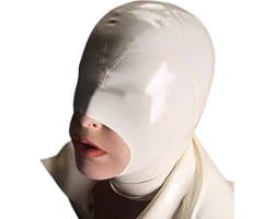 Latex masker wit - Rubber - Open mond - BDSM - M, L en XL