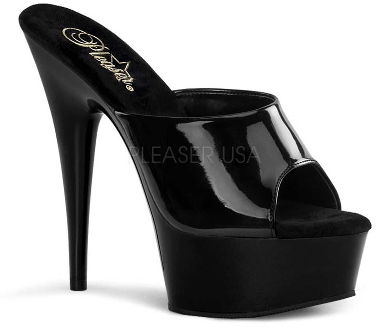 Pleaser - DELIGHT-601 Muiltjes - Paaldans schoenen - 44 Shoes - Zwart — afbeelding 1
