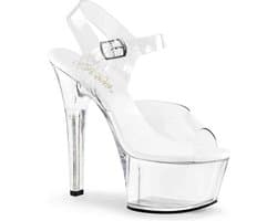 Pleaser - ASPIRE-608 Sandaal met enkelband, Paaldans schoenen - Paaldans schoenen - 39 Shoes - Transparant