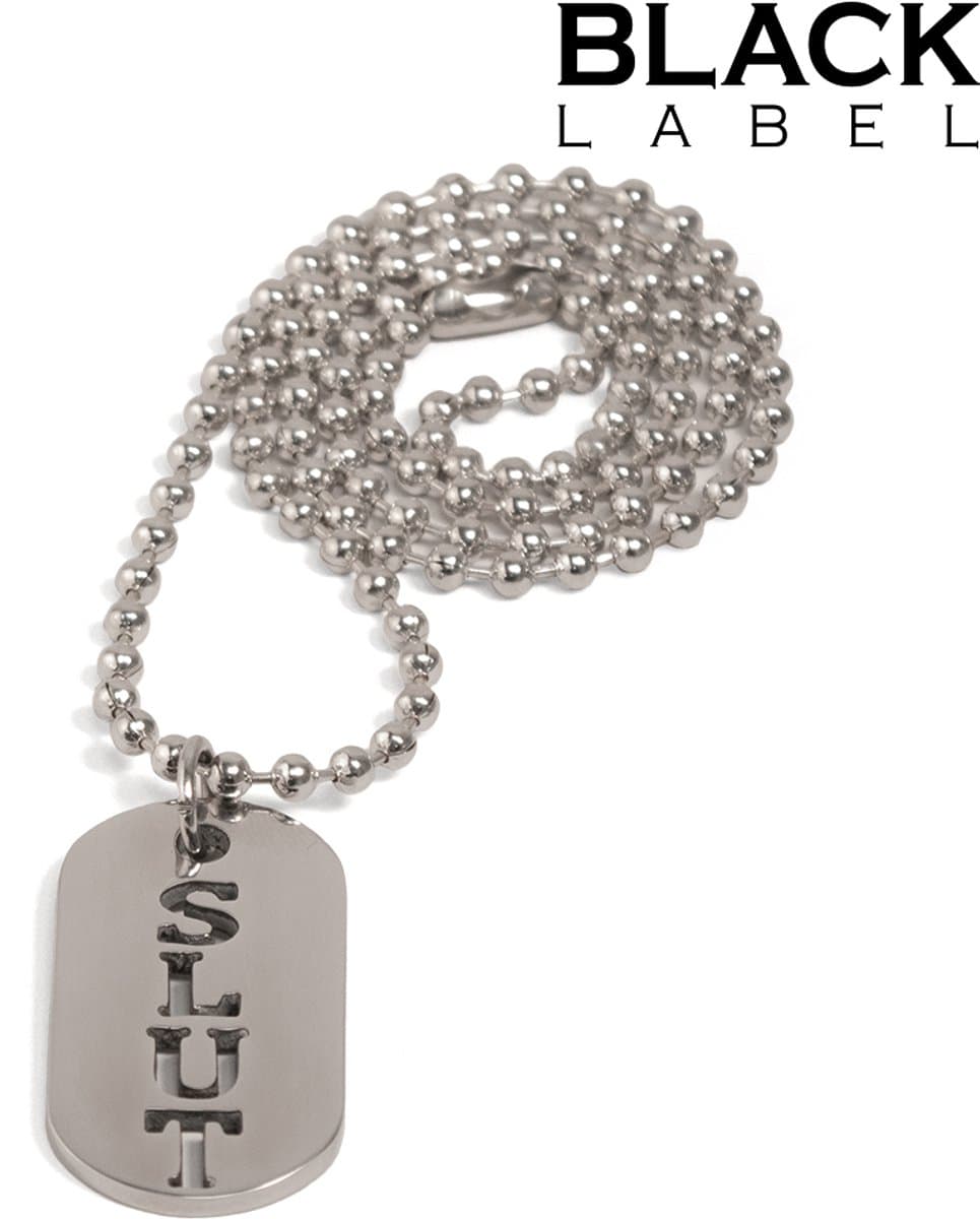 Black Label - SLUT Kink Fetish Dogtag - RVS - Kinky ketting — afbeelding 1