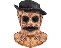 Halloween Scarecrow Masker, Volledig Hoofdmasker van Latex met Jute-look, Griezelig Vogelverschrikkerontwerp, Oog- en Mondopeningen, Voor Halloweenfeestjes(Type 6)