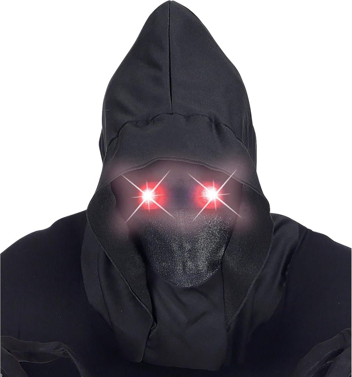 SnelShoppen - Onzichtbaar Gezichtsmasker met Kap en Luminous Ogen Rood voor Volwassenen - Zwart - Unieke Maat - Perfect voor Halloween en Spooky Feest — afbeelding 1