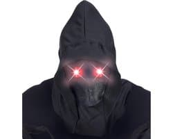 SnelShoppen - Onzichtbaar Gezichtsmasker met Kap en Luminous Ogen Rood voor Volwassenen - Zwart - Unieke Maat - Perfect voor Halloween en Spooky Feest