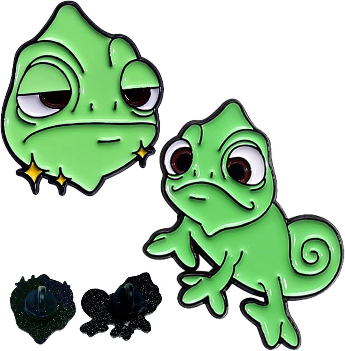 Broche, 2 Stuks Schattige Kameleon Spelden, Cartoon Reversspelden — afbeelding 1