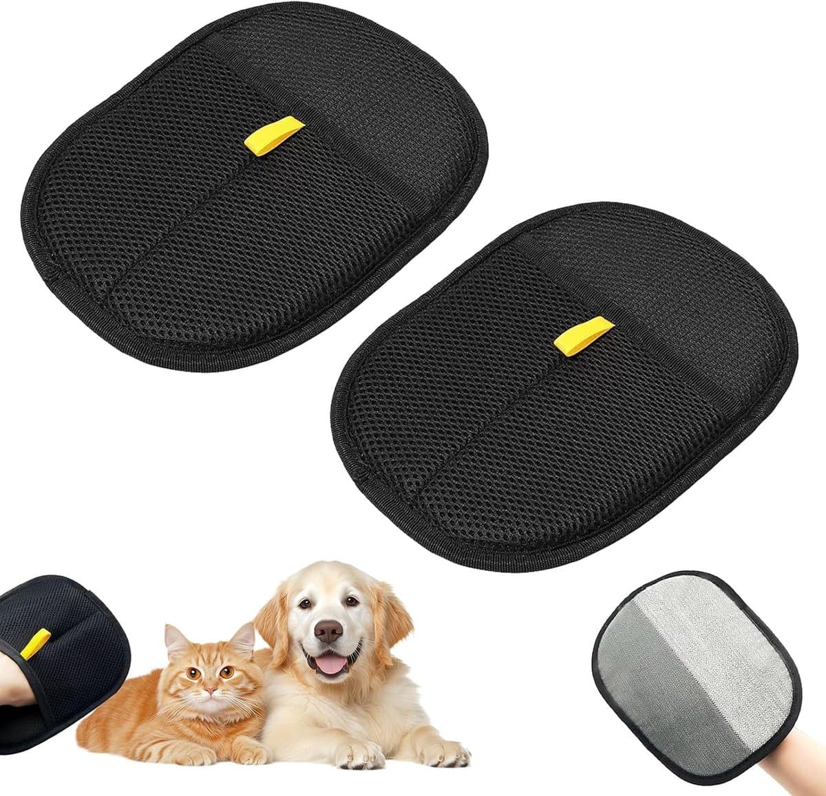 Elektrostatische handschoenen, 2-delige dubbelzijdige grooming handschoenen, magnetische vachthandschoen voor kattenharen en hondenharen — afbeelding 1
