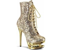 Pleaser - BLONDIE-R-1020 Plateau Laarzen, Paaldans schoenen - Paaldans schoenen - 37 Shoes - Goudkleurig